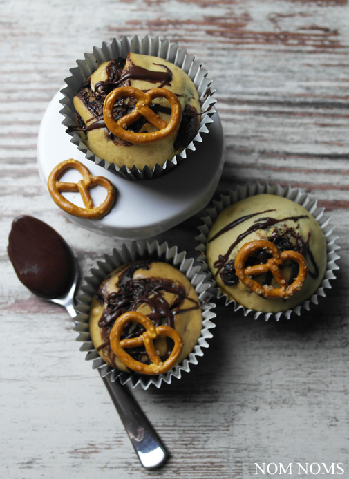 nutella muffins mit salzbrezeln | nutella muffins with salty pretzels (vegan) ❤