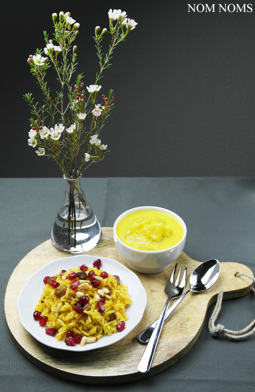 orientalisch-würziger reis mit ananas-curry-sauce | oriental spicy rice with pineapple curry sauce (vegan)