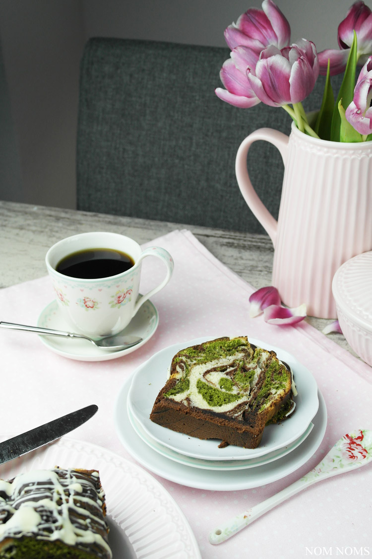triple mamorkuchen mit matcha tee | triple marble cake with matcha tea (veggie) ❤