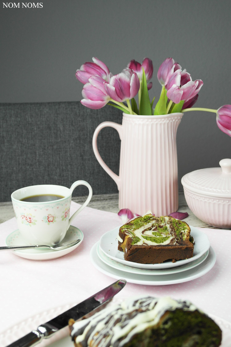 triple mamorkuchen mit matcha tee | triple marble cake with matcha tea (veggie) ❤