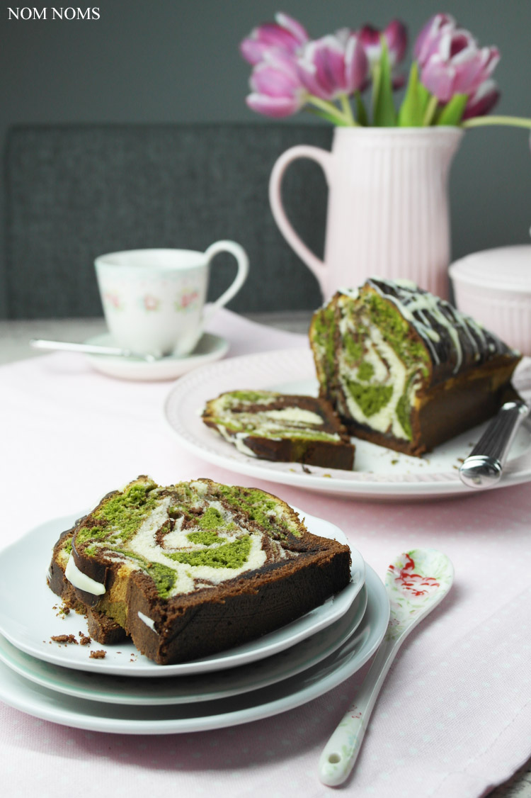 triple mamorkuchen mit matcha tee | triple marble cake with matcha tea (veggie) ❤