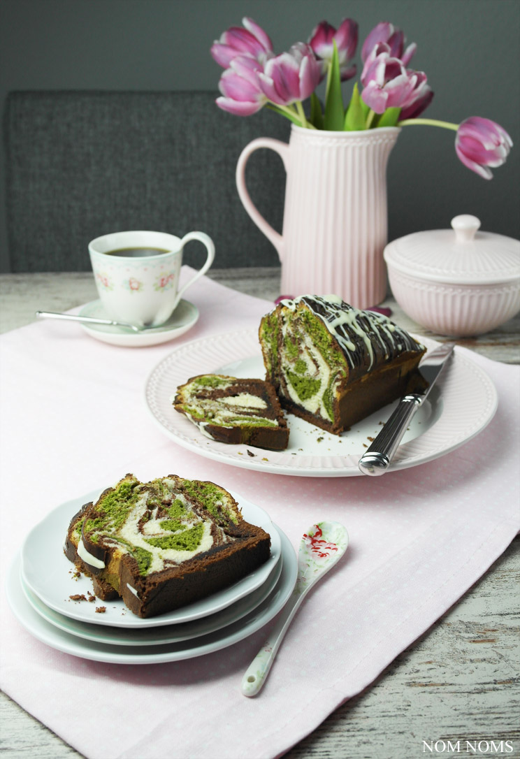 triple mamorkuchen mit matcha tee | triple marble cake with matcha tea (veggie) ❤