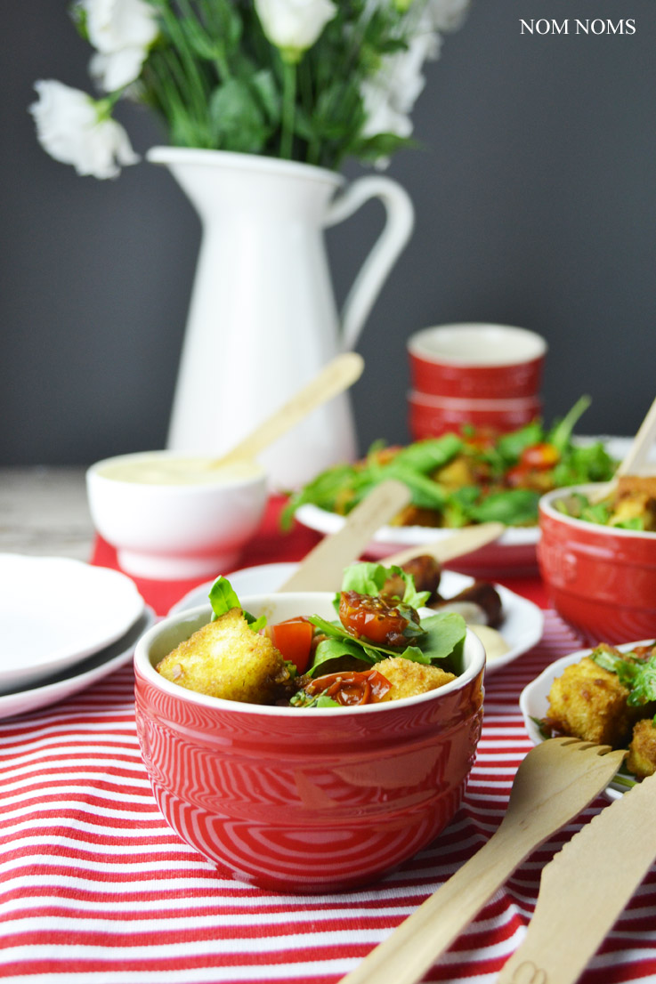 vegetarisch grillen mit tomaten-brot-salat & honig-senf-sauce (vegetarisch| werbung) ❤