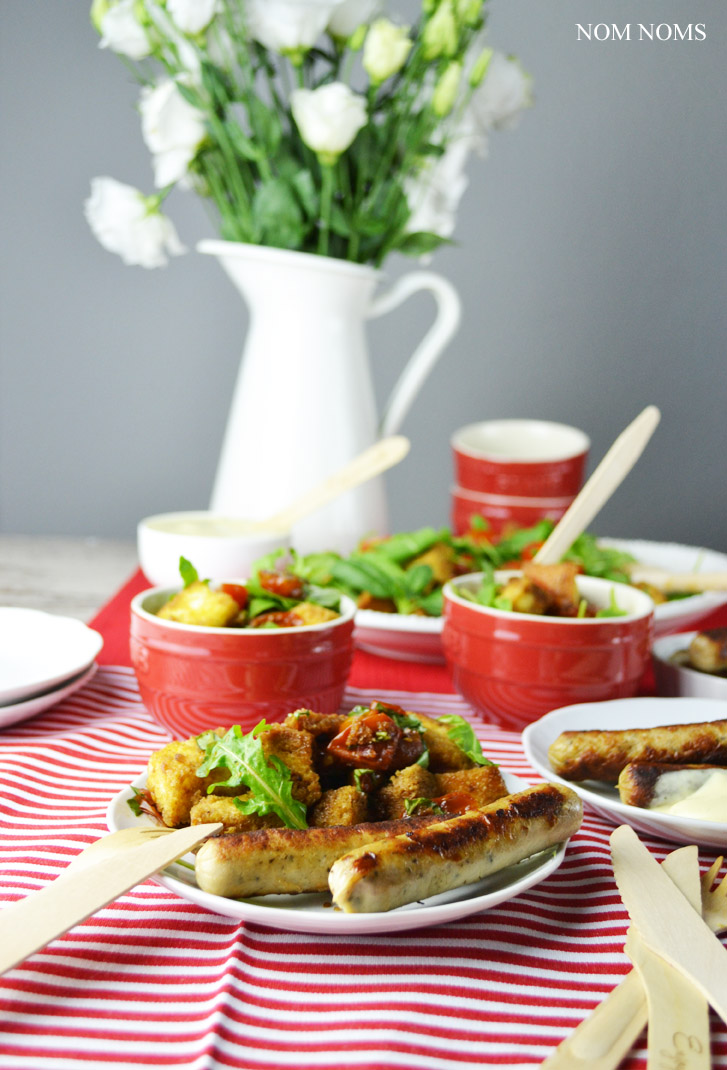 vegetarisch grillen mit tomaten-brot-salat & honig-senf-sauce (vegetarisch| werbung) ❤