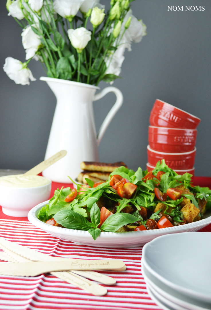 vegetarisch grillen mit tomaten-brot-salat & honig-senf-sauce (vegetarisch| werbung) ❤