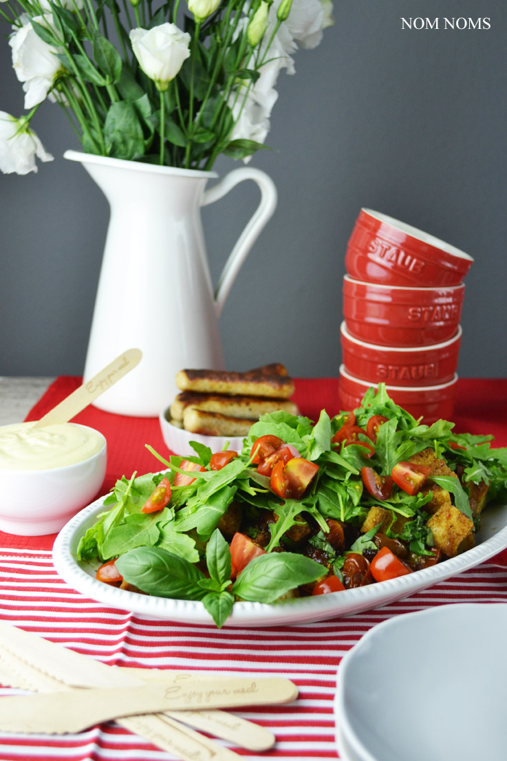 vegetarisch grillen mit tomaten-brot-salat & honig-senf-sauce (vegetarisch| werbung) ❤