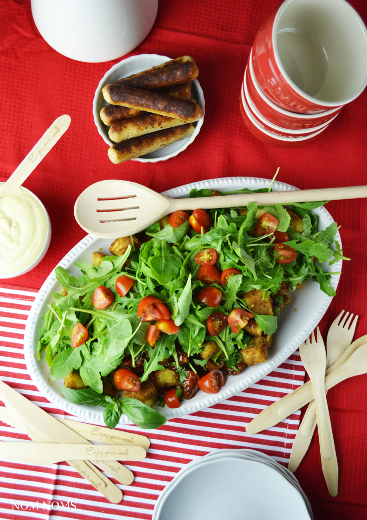 vegetarisch grillen mit tomaten-brot-salat & honig-senf-sauce (vegetarisch| werbung) ❤