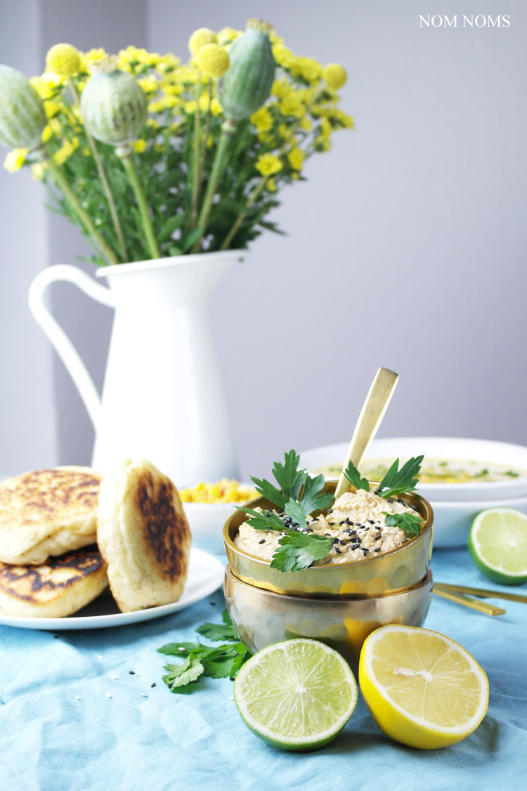 wärmende maissuppe, cremiger hummus und knusprig luftige pita aus der pfanne ❤