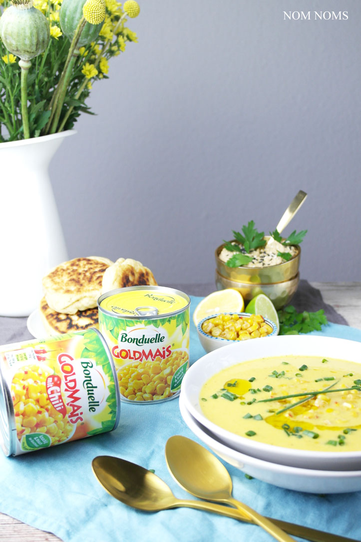 wärmende maissuppe, cremiger hummus und knusprig luftige pita aus der pfanne ❤