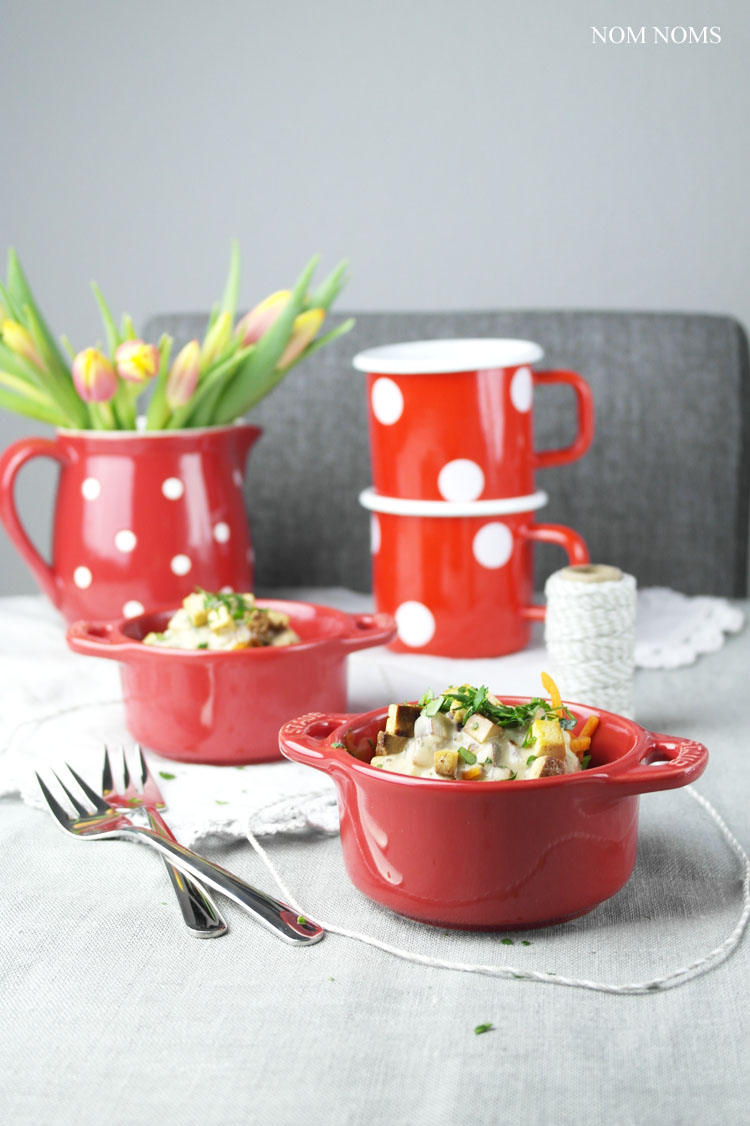 gemüse-spaghetti mit veganer carbonara | vegetable spaghetti with vegan carbonara ❤ blogevent re•create