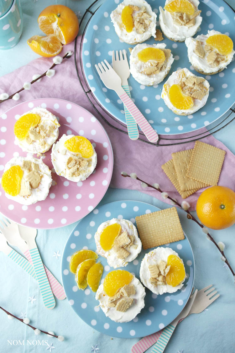 kleine mandarinen käsekuchen ohne backen | no bake mini tangerine cheesecakes ❤ (vegetarian)