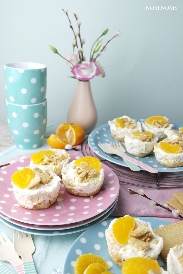 kleine mandarinen käsekuchen ohne backen | no bake mini tangerine cheesecakes ❤ (vegetarian)
