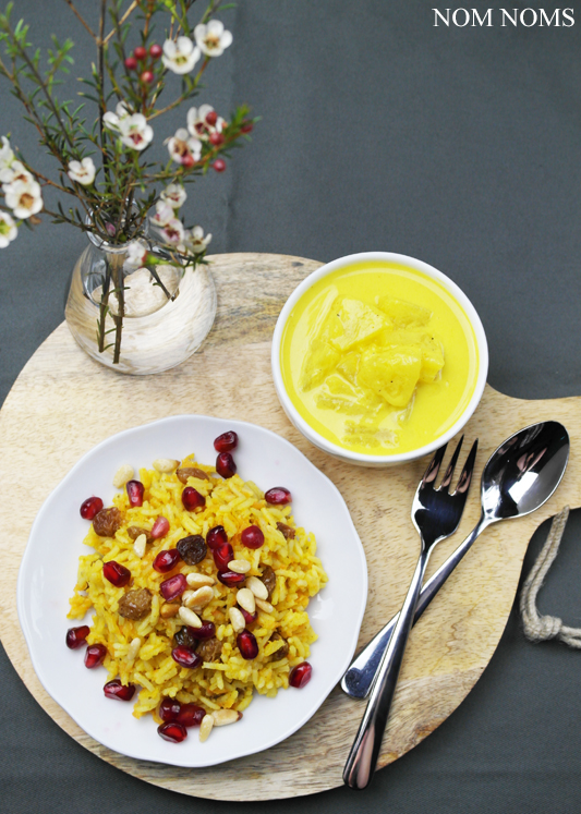 orientalisch-würziger reis mit ananas-curry-sauce | oriental spicy rice with pineapple curry sauce