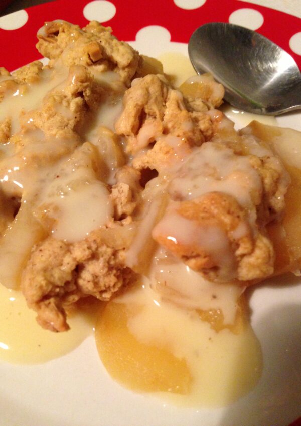 apfel crumble mit vanillesoße | apple crumble with vanilla sauce