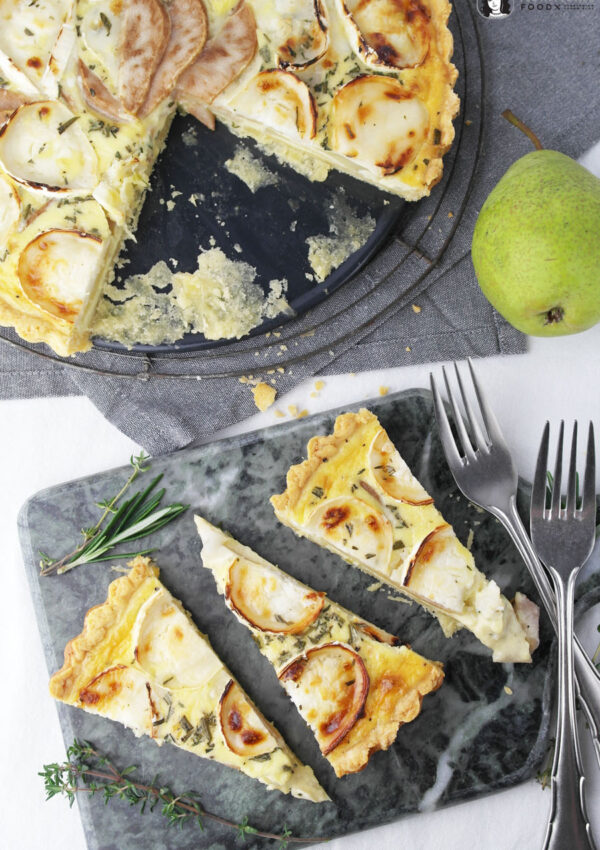Birnen-Ziegenkäse-Quiche mit Parmesan-Boden ❤