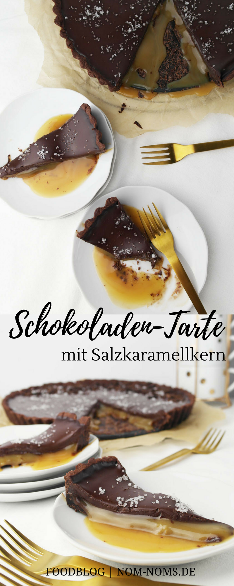 Schokoladen-Tarte mit Salzkaramellkern | Backbuch Tipp: Glücksmomente backen von Das Knusperstübchen