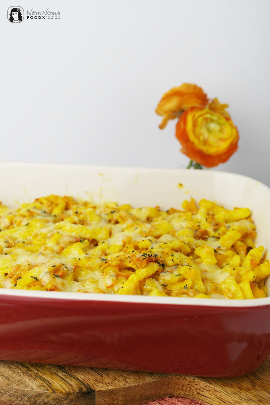 Kürbis-Käsespätzle mit Curry und Thymian