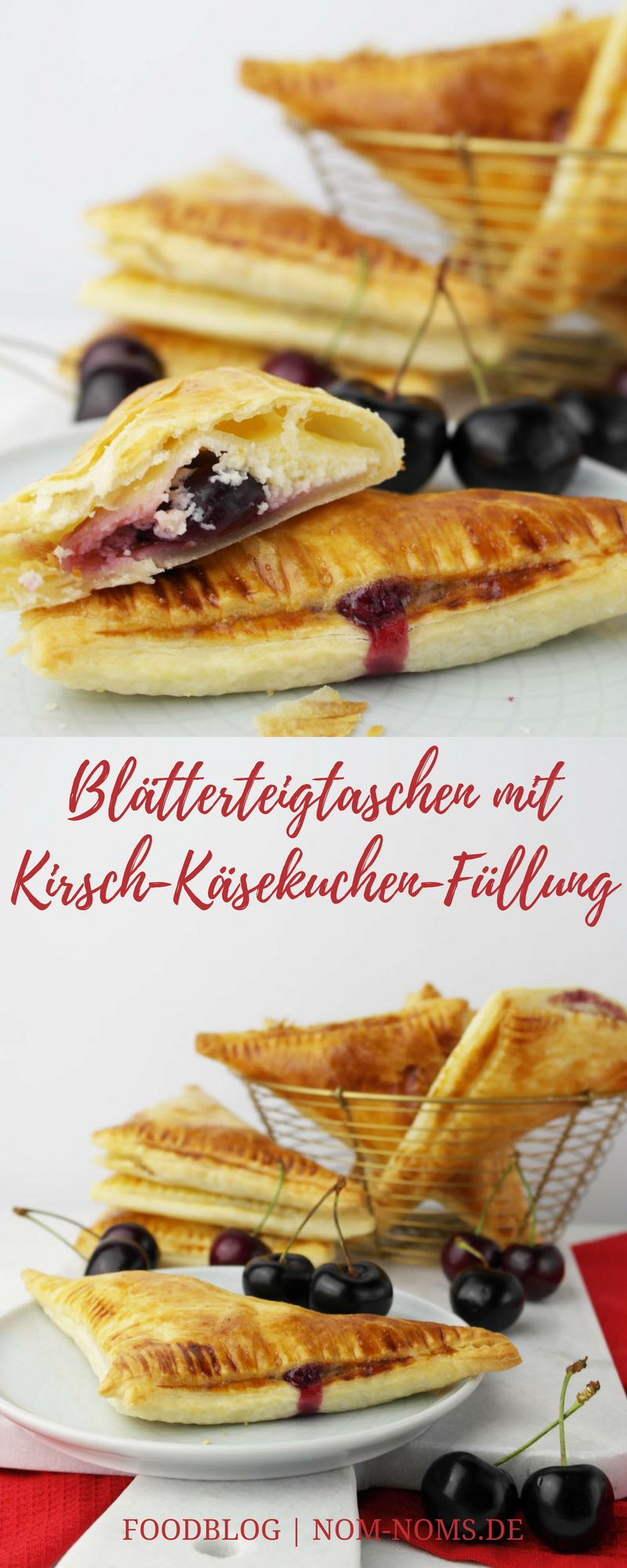 Süße Blätterteigtaschen mit Kirsch-Käsekuchen-Füllung