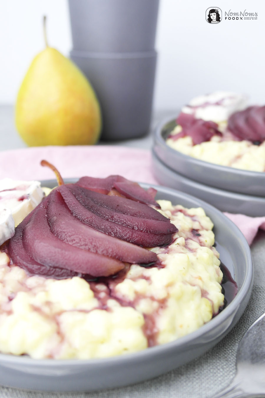 Rotwein-Birnen-Ziegenkäse-Risotto ❤ Pearlicious | Birne x 5