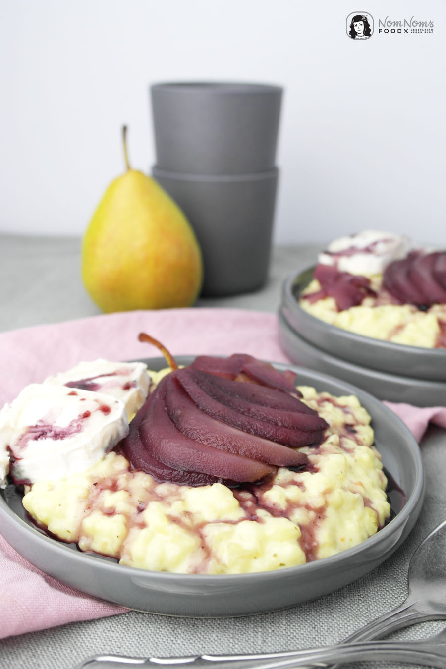 Rotwein-Birnen-Ziegenkäse-Risotto ❤ Pearlicious | Birne x 5