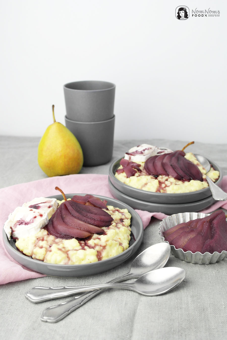 Rotwein-Birnen-Ziegenkäse-Risotto ❤ Pearlicious | Birne x 5