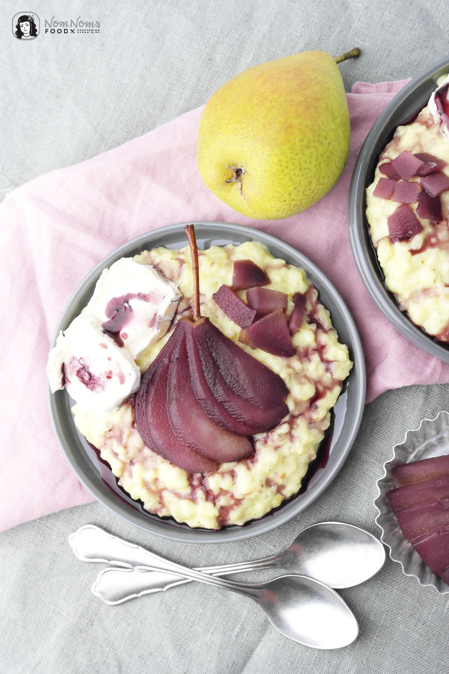 Rotwein-Birnen-Ziegenkäse-Risotto ❤ Pearlicious | Birne x 5