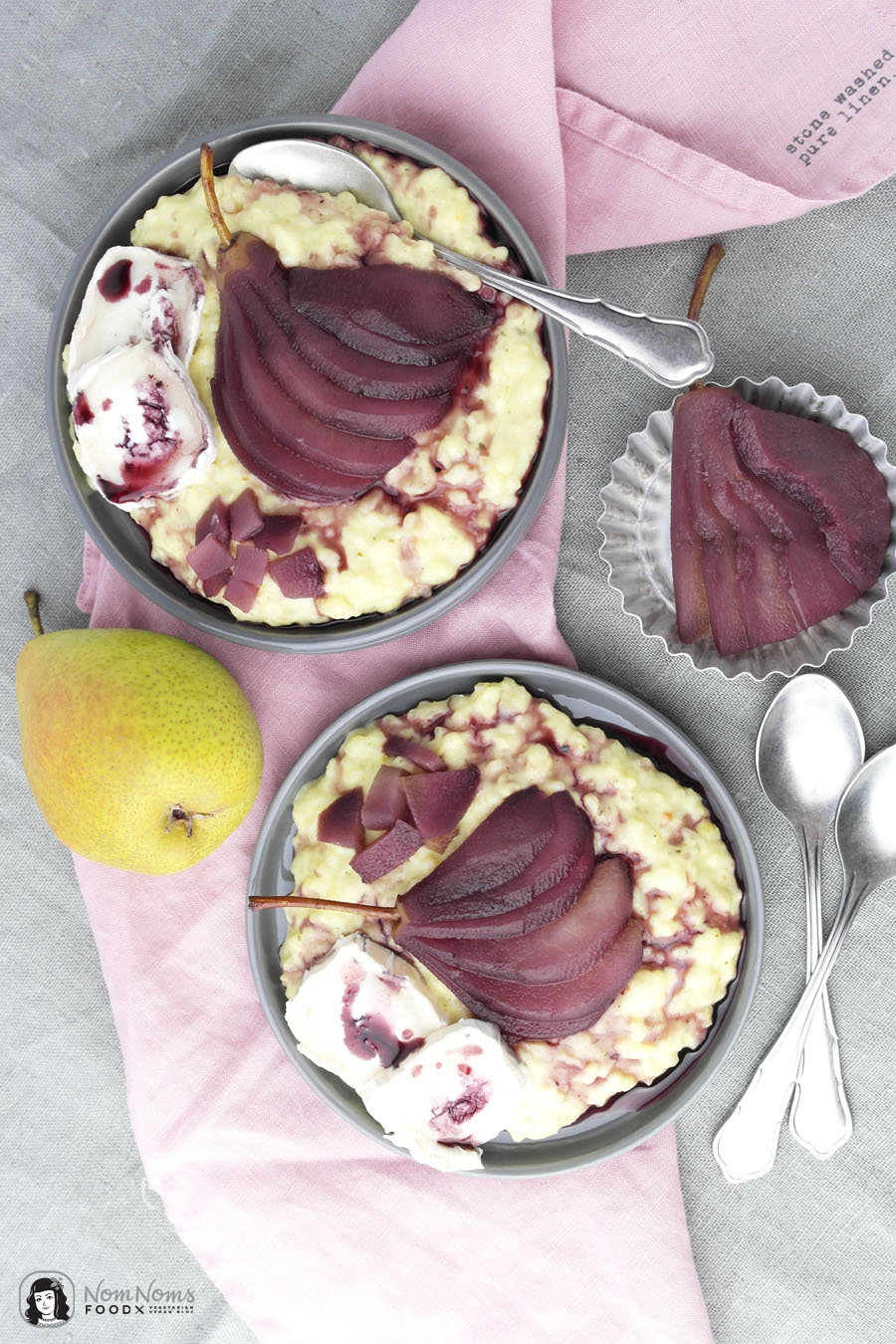 Rotwein-Birnen-Ziegenkäse-Risotto ❤ Pearlicious | Birne x 5