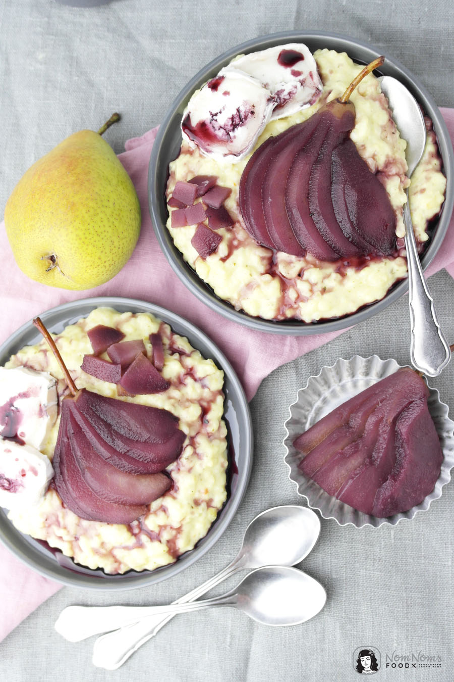 Rotwein-Birnen-Ziegenkäse-Risotto ❤ Pearlicious | Birne x 5