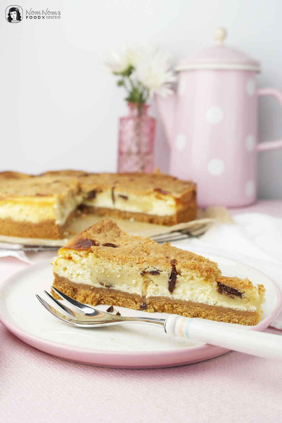 Käsekuchen mit Cookie Dough Keksteig-Knusperkruste