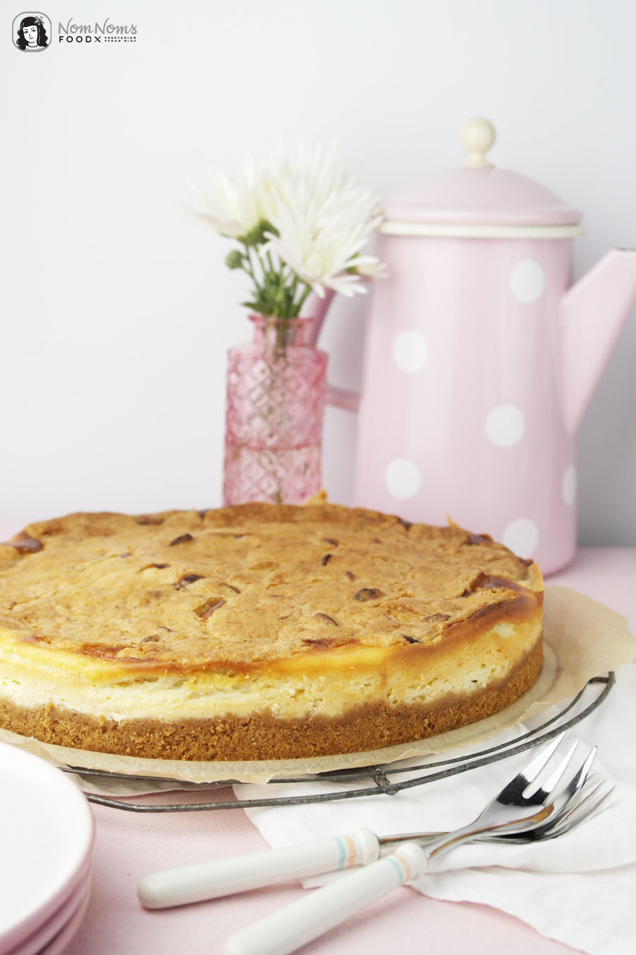 Käsekuchen mit Cookie Dough Keksteig-Knusperkruste