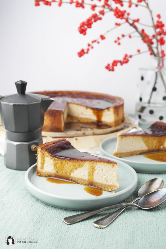 Kaffee Käsekuchen mit Espresso-Karamell 