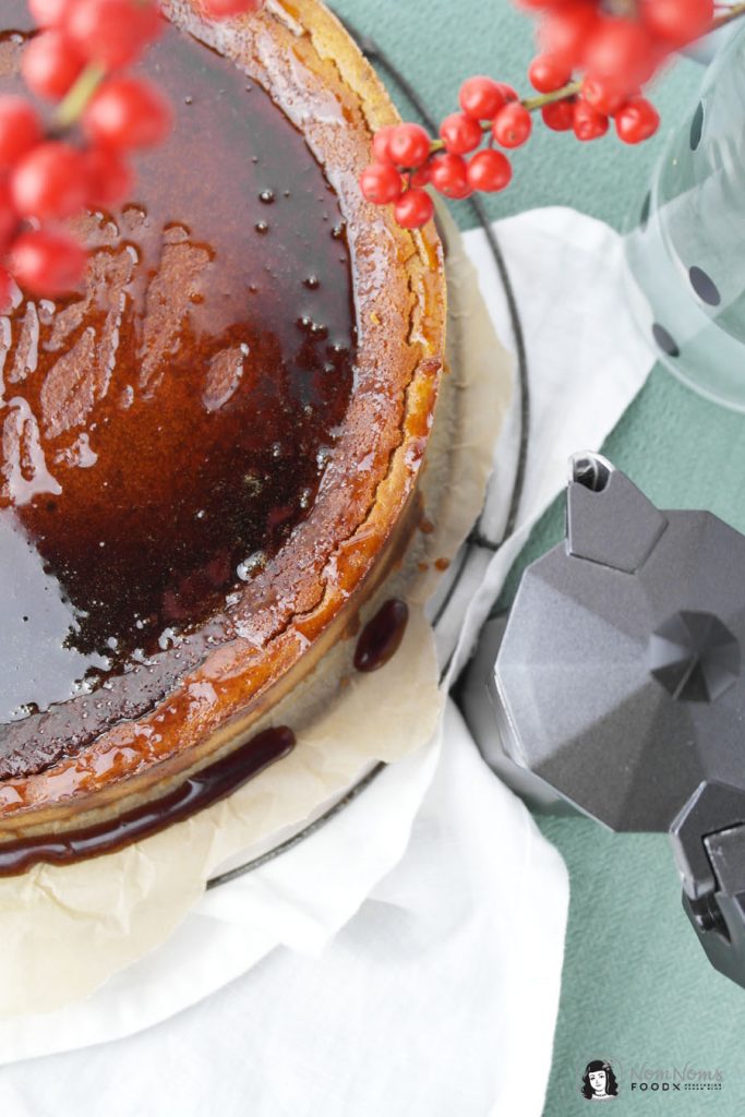 Kaffee Käsekuchen mit Espresso-Karamell