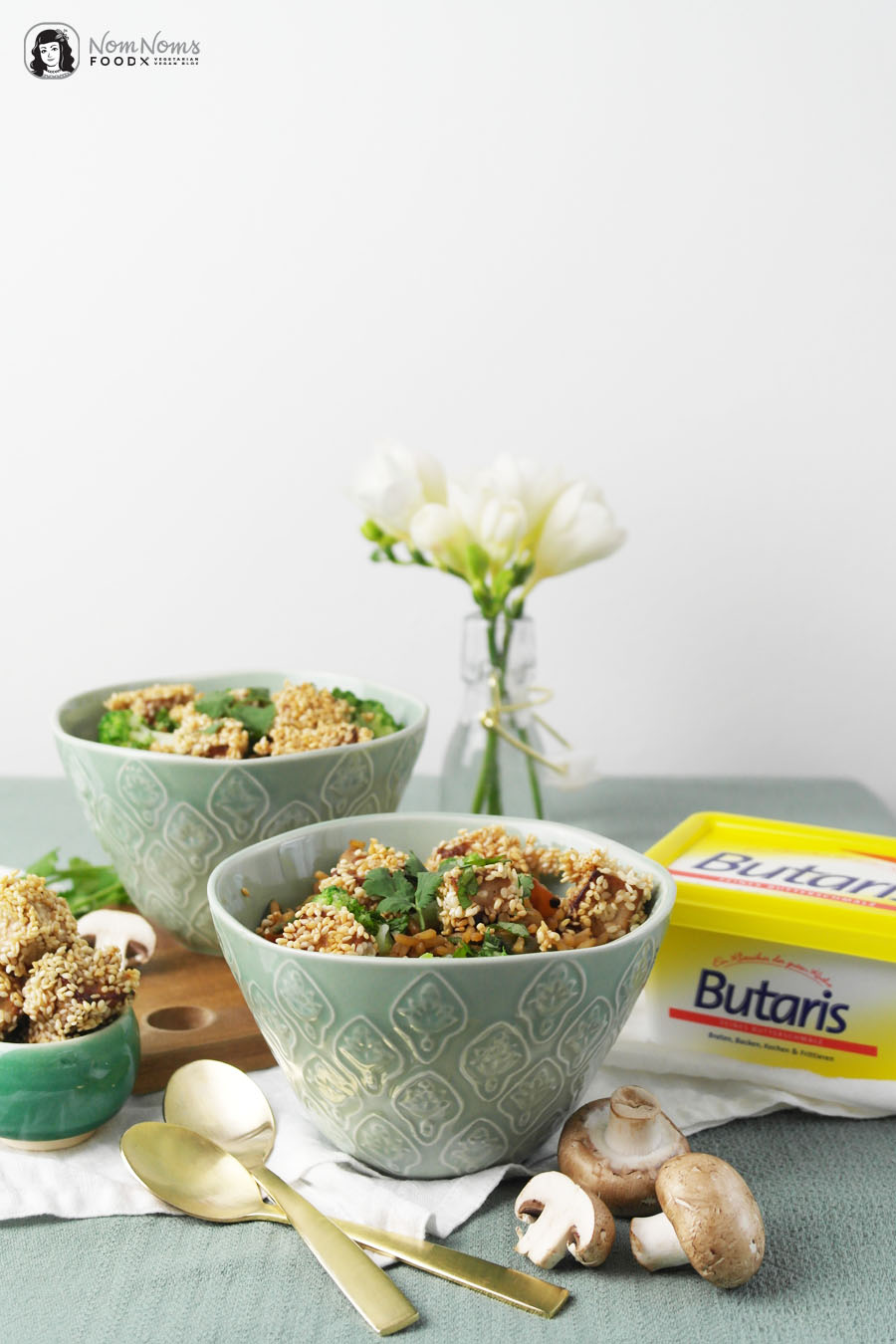 Asiatische Reispfanne mit knusprig frittiertem Sesam-Tofu Butaris Küchenparty Gary Loen