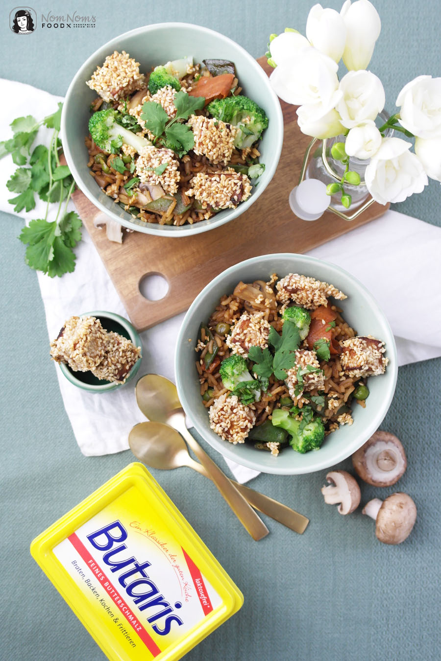 Asiatische Reispfanne mit knusprig frittiertem Sesam-Tofu Butaris Küchenparty Gary Loen
