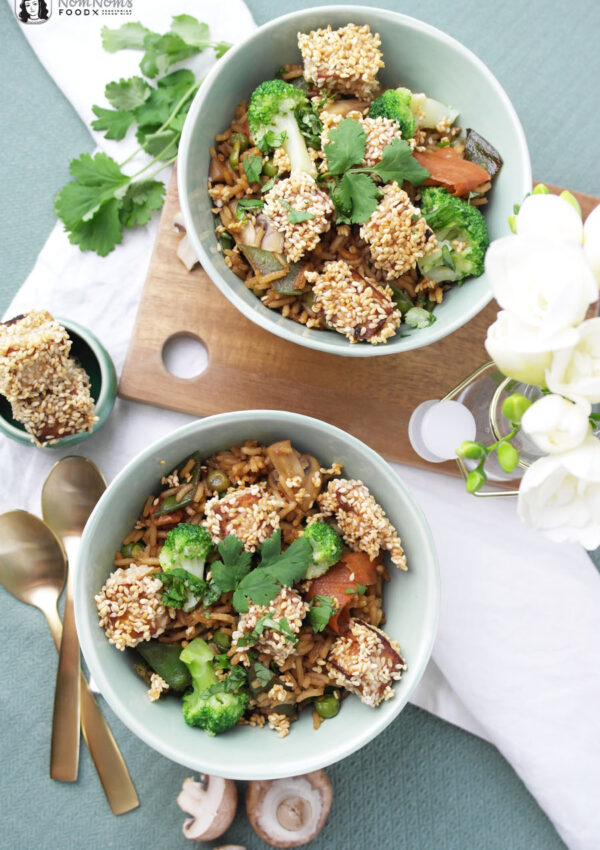 Asiatische Reispfanne mit knusprig frittiertem Sesam-Tofu Butaris Küchenparty Gary Loen