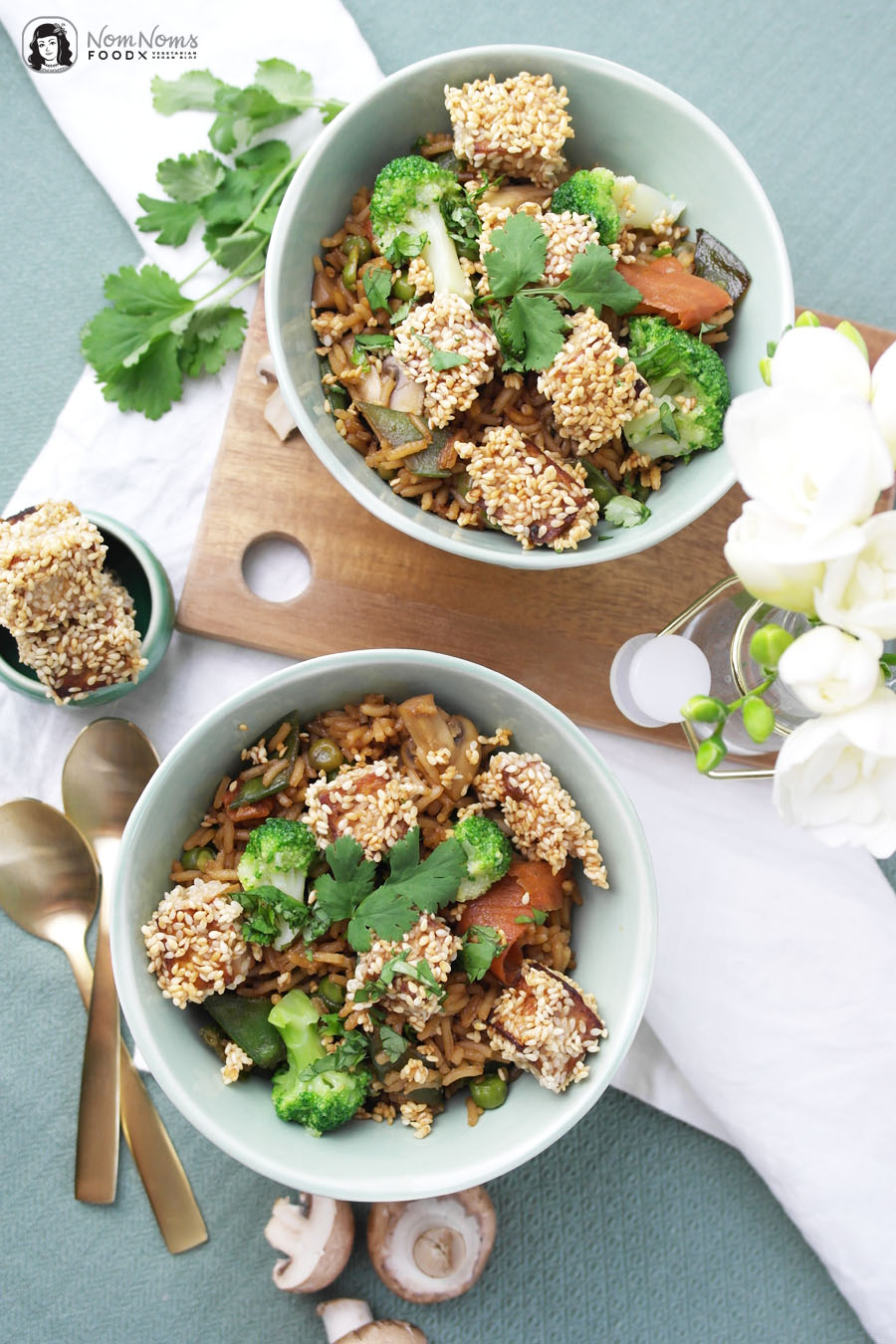 Asiatische Reispfanne mit knusprig frittiertem Sesam-Tofu Butaris Küchenparty Gary Loen