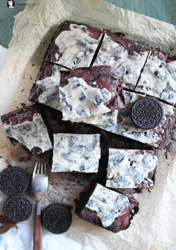 Double Chocolate Cookies and Cream Oreo Brownies