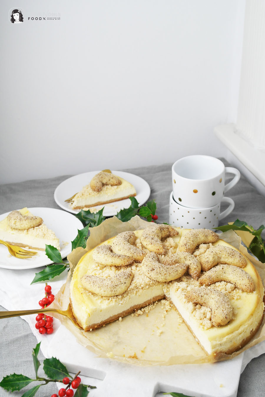 Vanillekipferl Käsekuchen