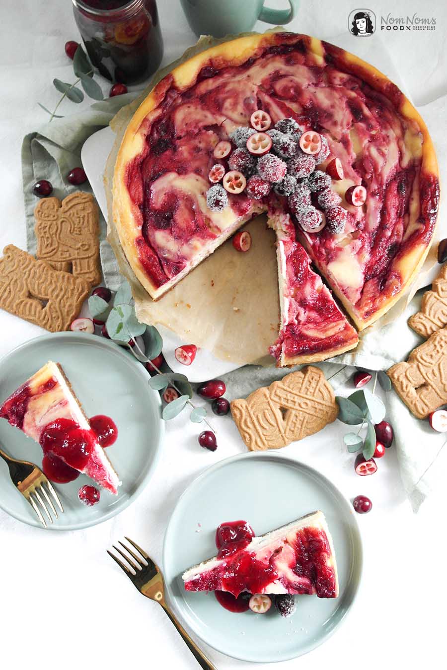 Weiße Schokolade Cranberry Käsekuchen Cranberry White Chocolate Cheesecake Xmas Boom kulinarischer Adventskalender