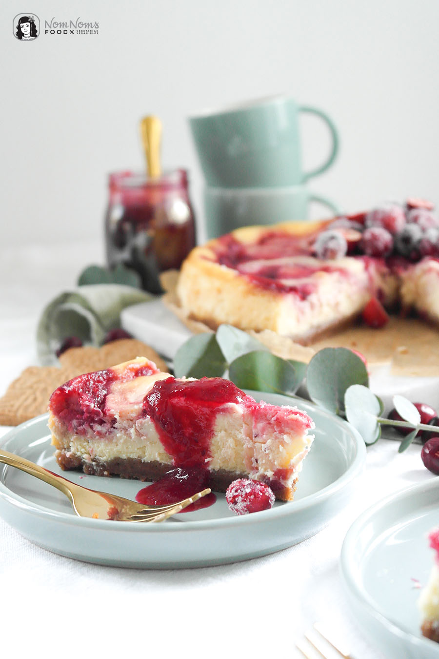 Weiße Schokolade Cranberry Käsekuchen Cranberry White Chocolate Cheesecake Xmas Boom kulinarischer Adventskalender