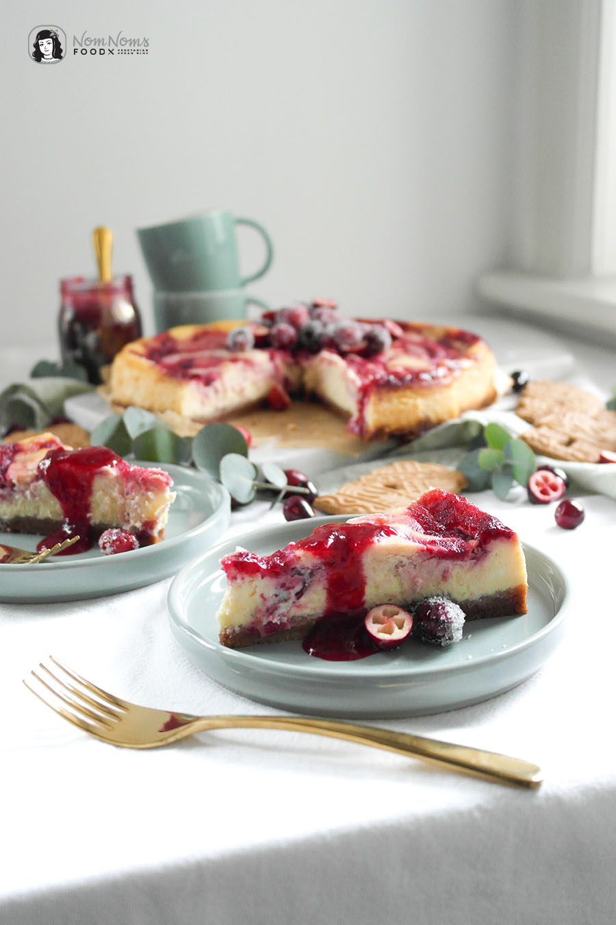 Weiße Schokolade Cranberry Käsekuchen Cranberry White Chocolate Cheesecake Xmas Boom kulinarischer Adventskalender