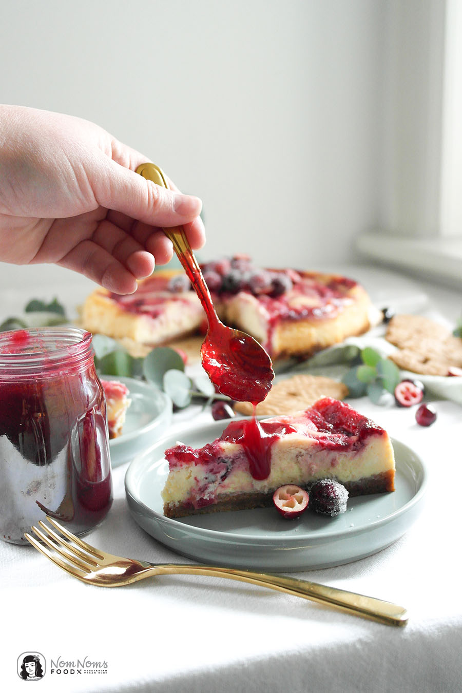 Weiße Schokolade Cranberry Käsekuchen Cranberry White Chocolate Cheesecake Xmas Boom kulinarischer Adventskalender