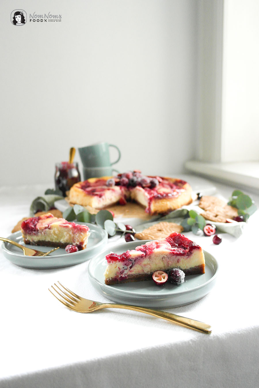 Weiße Schokolade Cranberry Käsekuchen Cranberry White Chocolate Cheesecake Xmas Boom kulinarischer Adventskalender