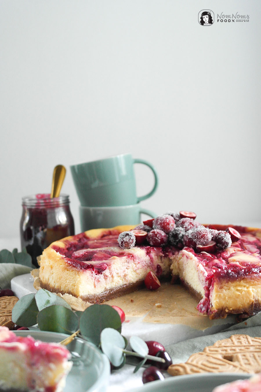 Weiße Schokolade Cranberry Käsekuchen Cranberry White Chocolate Cheesecake Xmas Boom kulinarischer Adventskalender