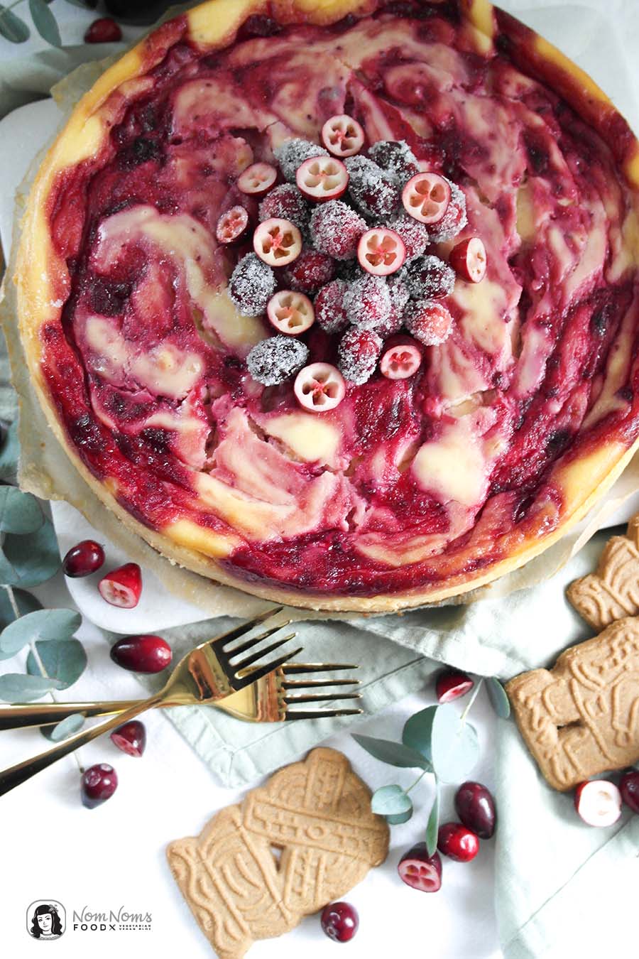 Weiße Schokolade Cranberry Käsekuchen Cranberry White Chocolate Cheesecake Xmas Boom kulinarischer Adventskalender