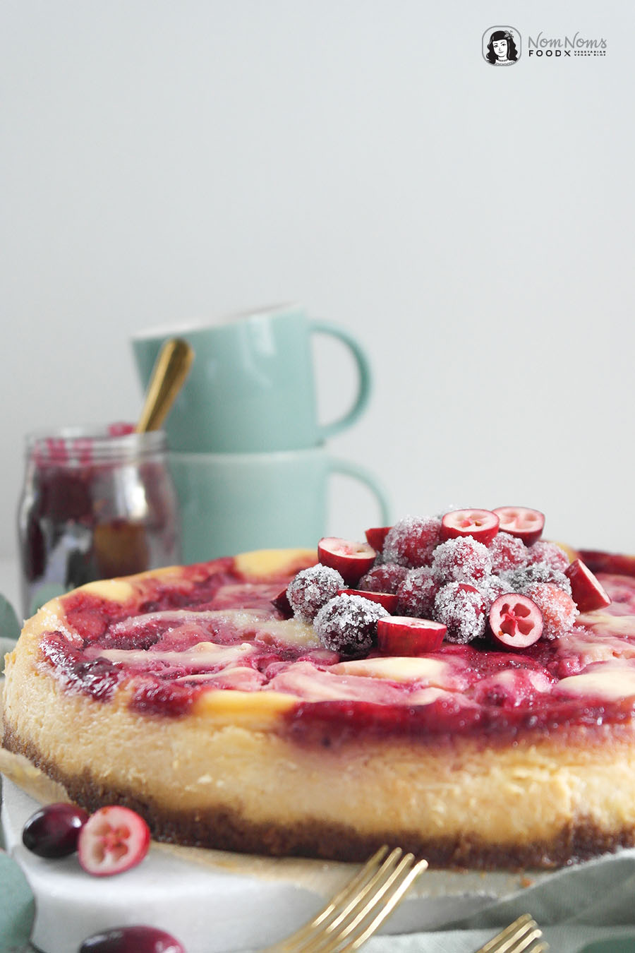 Weiße Schokolade Cranberry Käsekuchen Cranberry White Chocolate Cheesecake Xmas Boom kulinarischer Adventskalender