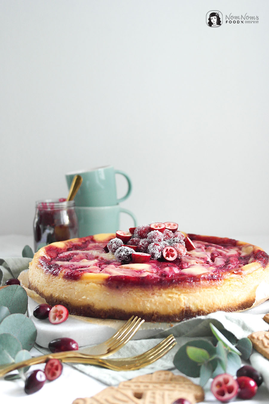 Weiße Schokolade Cranberry Käsekuchen Cranberry White Chocolate Cheesecake Xmas Boom kulinarischer Adventskalender