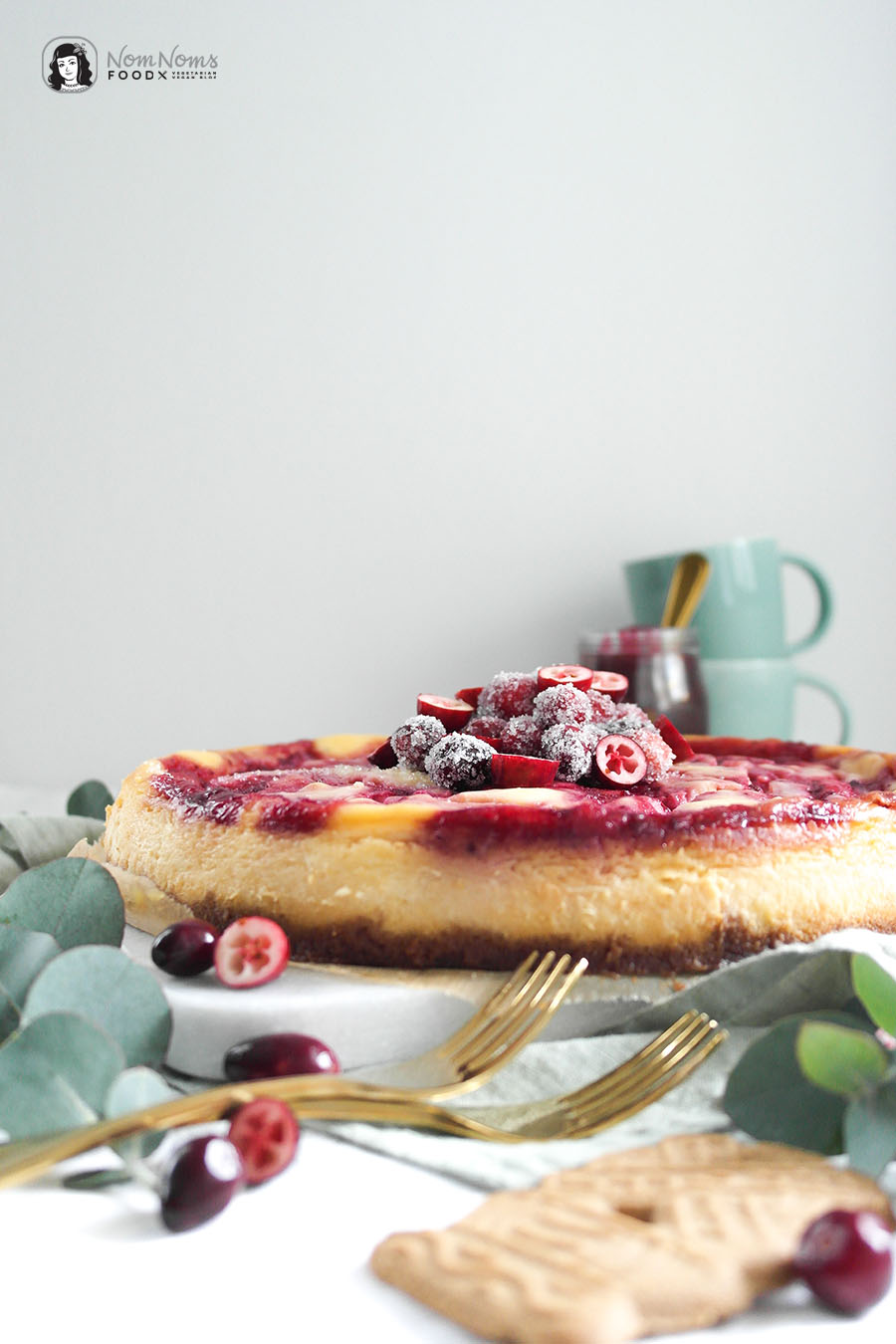 Weiße Schokolade Cranberry Käsekuchen Cranberry White Chocolate Cheesecake Xmas Boom kulinarischer Adventskalender