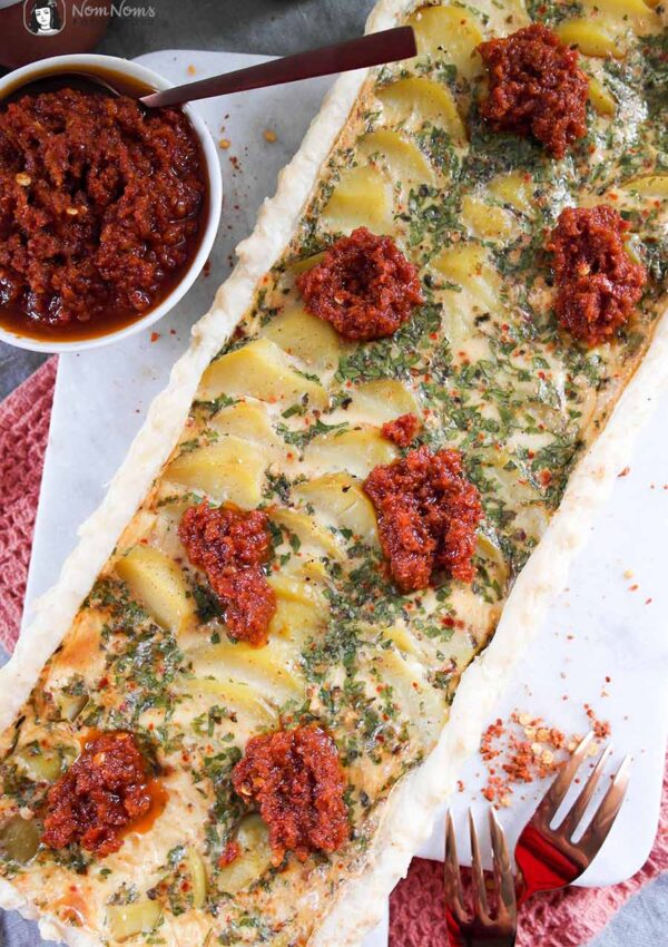 Kartoffel-Harissa-Tarte mit Harissa-Tomaten-Dip ❤