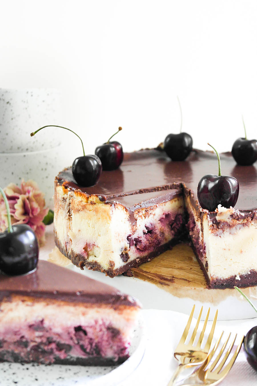 Kirsch-Käsekuchen mit Schokolade Schwarzwälder-Kirsch-Käsekuchen
